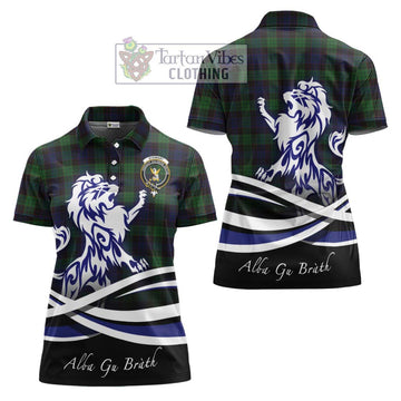 Stewart Old Tartan Women's Polo Shirt with Alba Gu Brath Regal Lion Emblem