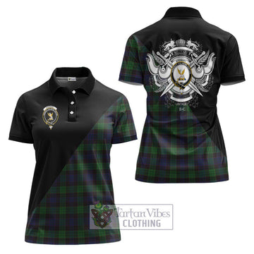 Stewart Old Tartan Women's Polo Shirt with Family Crest and Military Logo Style