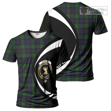 Stewart Old Tartan T-Shirt with Family Crest Circle Style