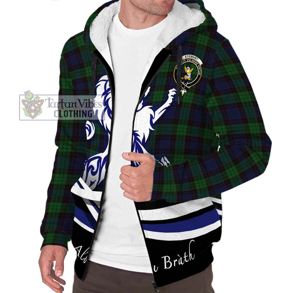 Stewart Old Tartan Sherpa Hoodie with Alba Gu Brath Regal Lion Emblem Unisex S - Tartanvibesclothing Shop