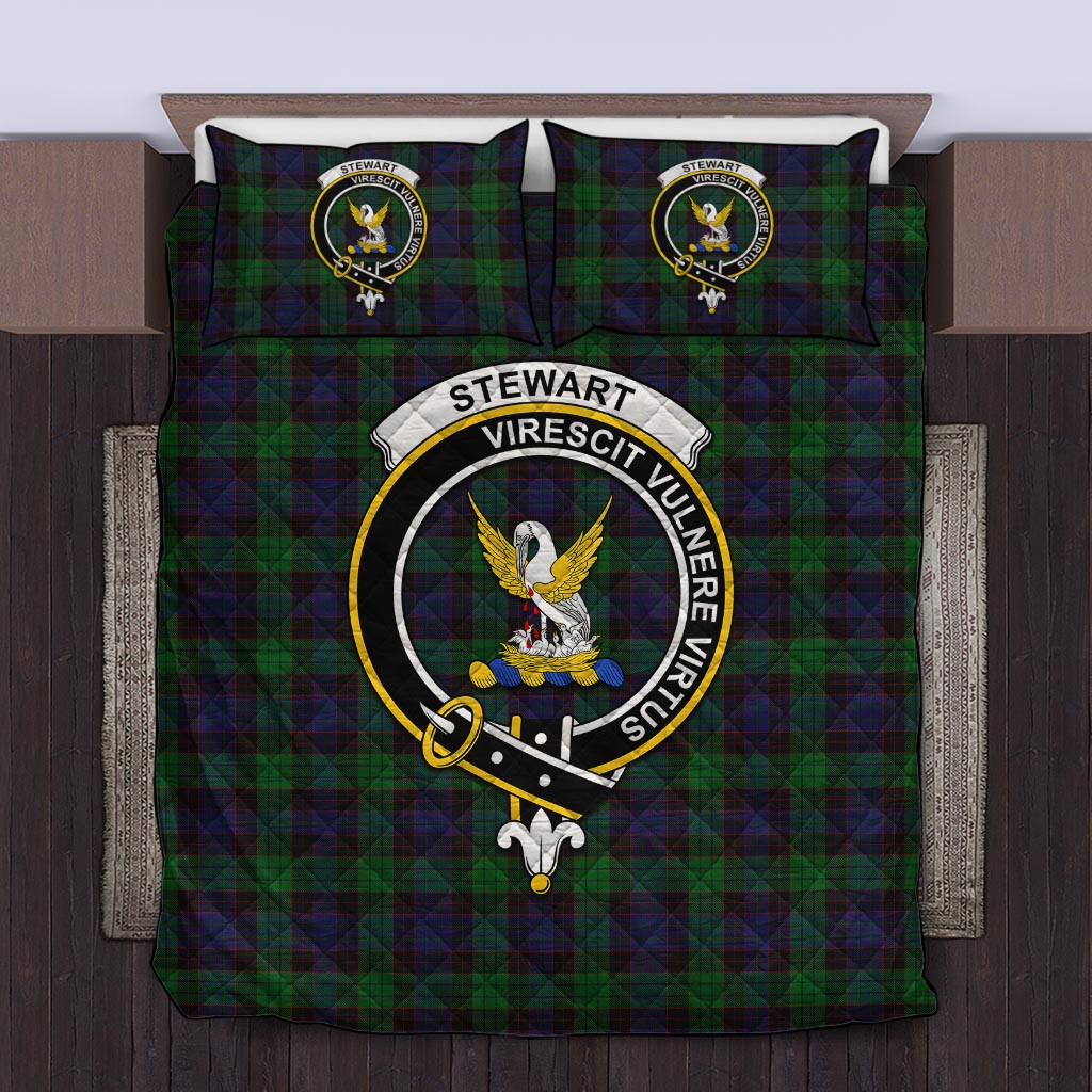 Stewart Old Tartan Quilt Bed Set with Family Crest Twin - Tartan Vibes Clothing