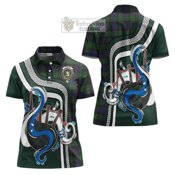 Stewart Old Tartan Women's Polo Shirt with Epic Bagpipe Style