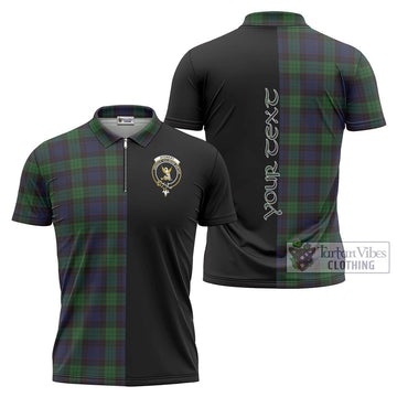 Stewart Old Tartan Zipper Polo Shirt with Family Crest and Half Of Me Style