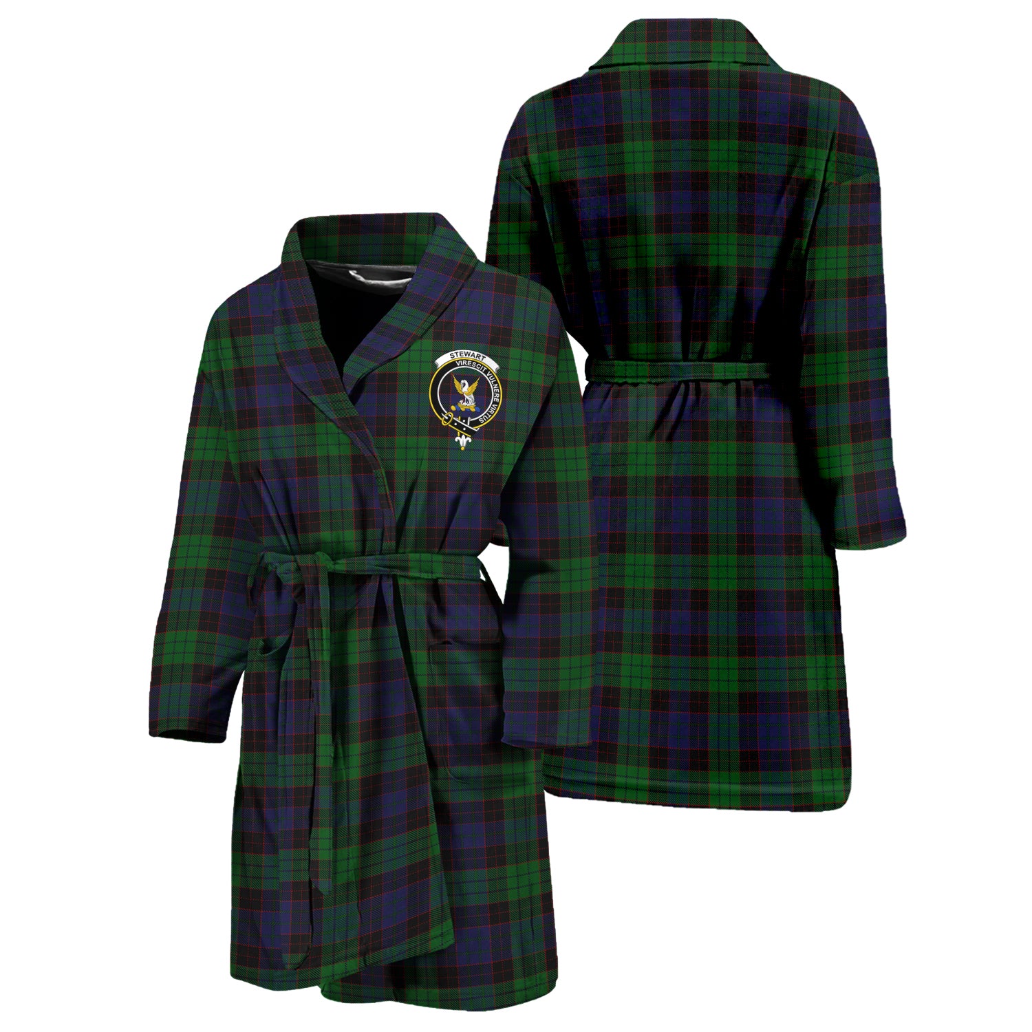 Stewart Old Tartan Bathrobe with Family Crest Unisex S - Tartan Vibes Clothing