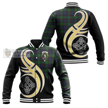 Stewart Old Tartan Baseball Jacket with Family Crest and Celtic Symbol Style