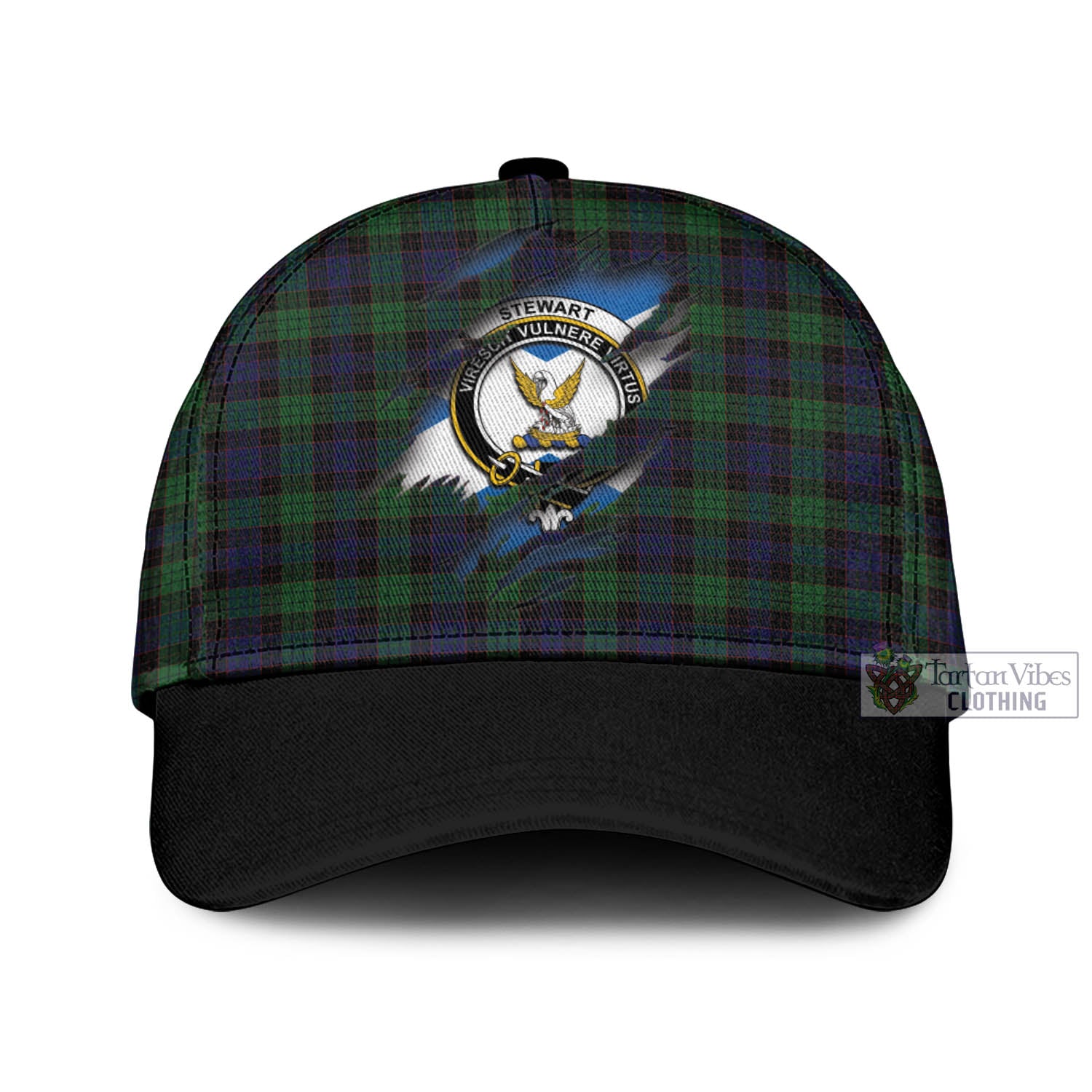 Tartan Vibes Clothing Stewart Old Tartan Classic Cap with Family Crest In Me Style