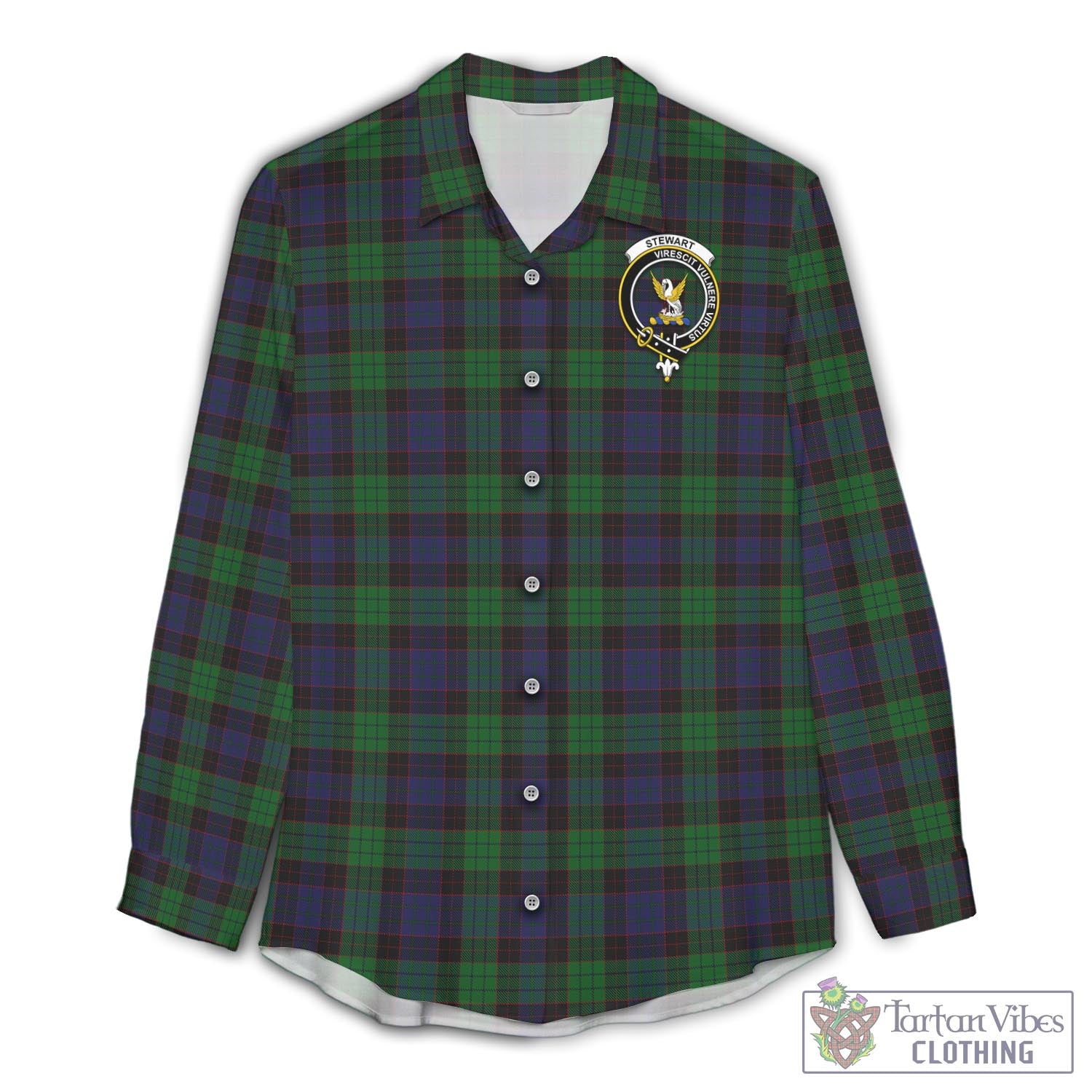 Tartan Vibes Clothing Stewart Old Tartan Womens Casual Shirt with Family Crest