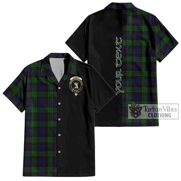 Stewart Old Tartan Short Sleeve Button Shirt with Family Crest and Half Of Me Style