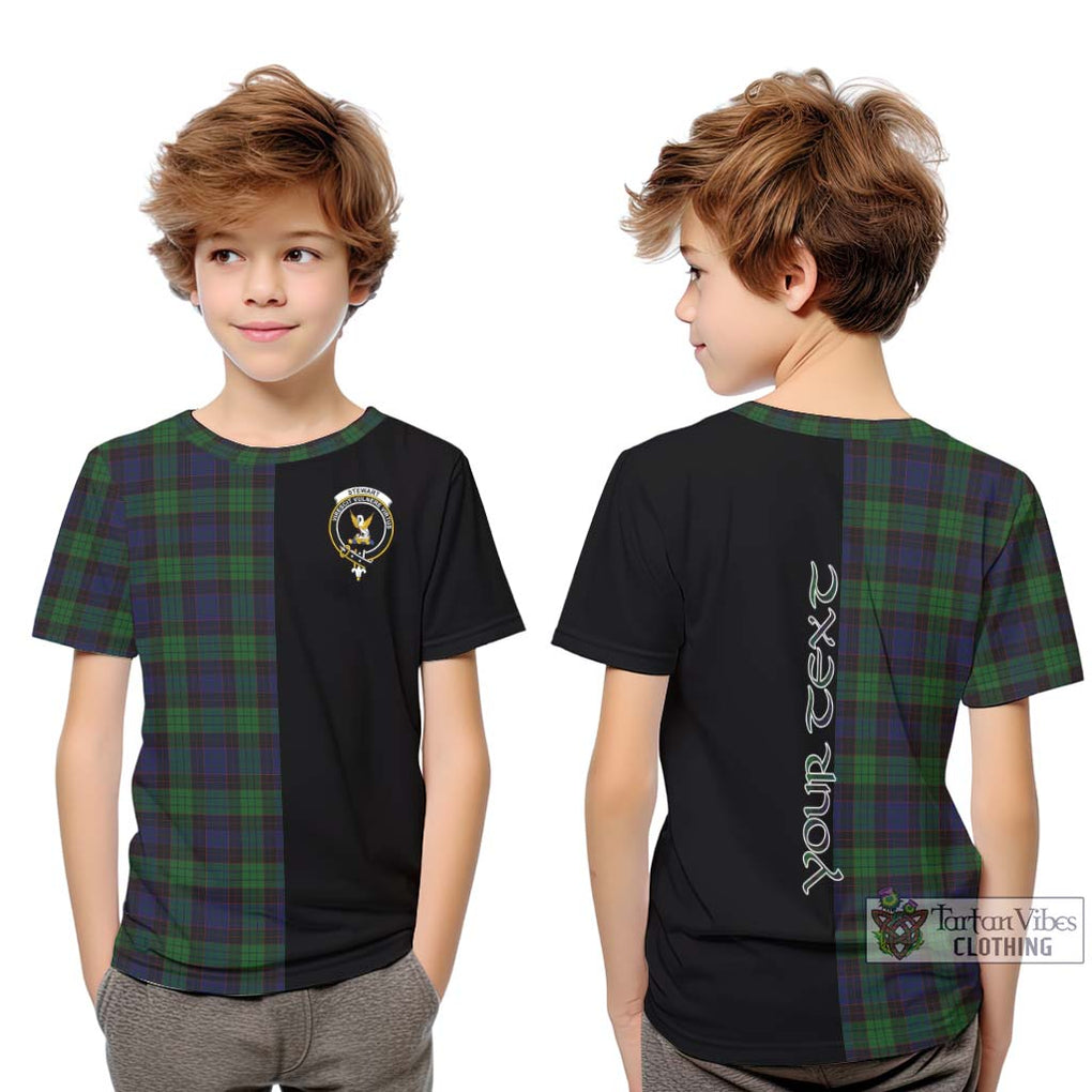 Stewart Old Tartan Kid T-Shirt with Family Crest and Half Of Me Style Youth XL Size14 - Tartanvibesclothing Shop