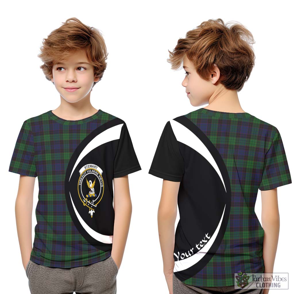 Stewart Old Tartan Kid T-Shirt with Family Crest Circle Style Youth XL Size14 - Tartan Vibes Clothing