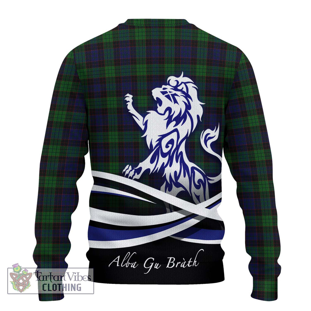 Stewart Old Tartan Knitted Sweater with Alba Gu Brath Regal Lion Emblem - Tartanvibesclothing Shop