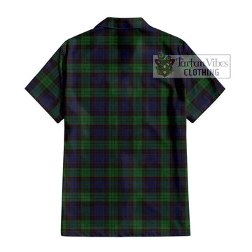 Stewart Old Tartan Short Sleeve Button Shirt with Family Crest DNA In Me Style