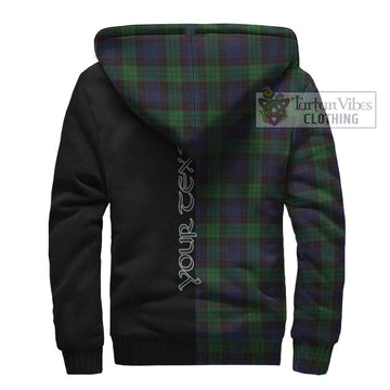 Stewart Old Tartan Sherpa Hoodie with Family Crest and Half Of Me Style