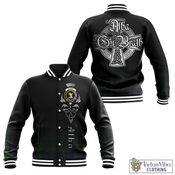 Stewart Old Tartan Baseball Jacket Featuring Alba Gu Brath Family Crest Celtic Inspired