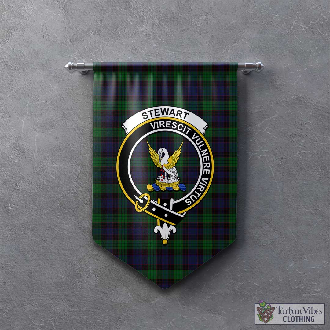 Tartan Vibes Clothing Stewart Old Tartan Gonfalon, Tartan Banner with Family Crest