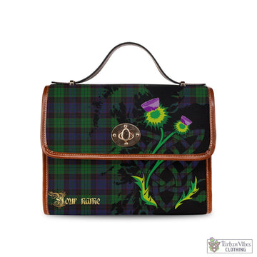 Stewart Old Tartan Waterproof Canvas Bag with Scotland Map and Thistle Celtic Accents