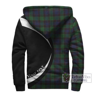 Stewart Old Tartan Sherpa Hoodie with Family Crest Circle Style