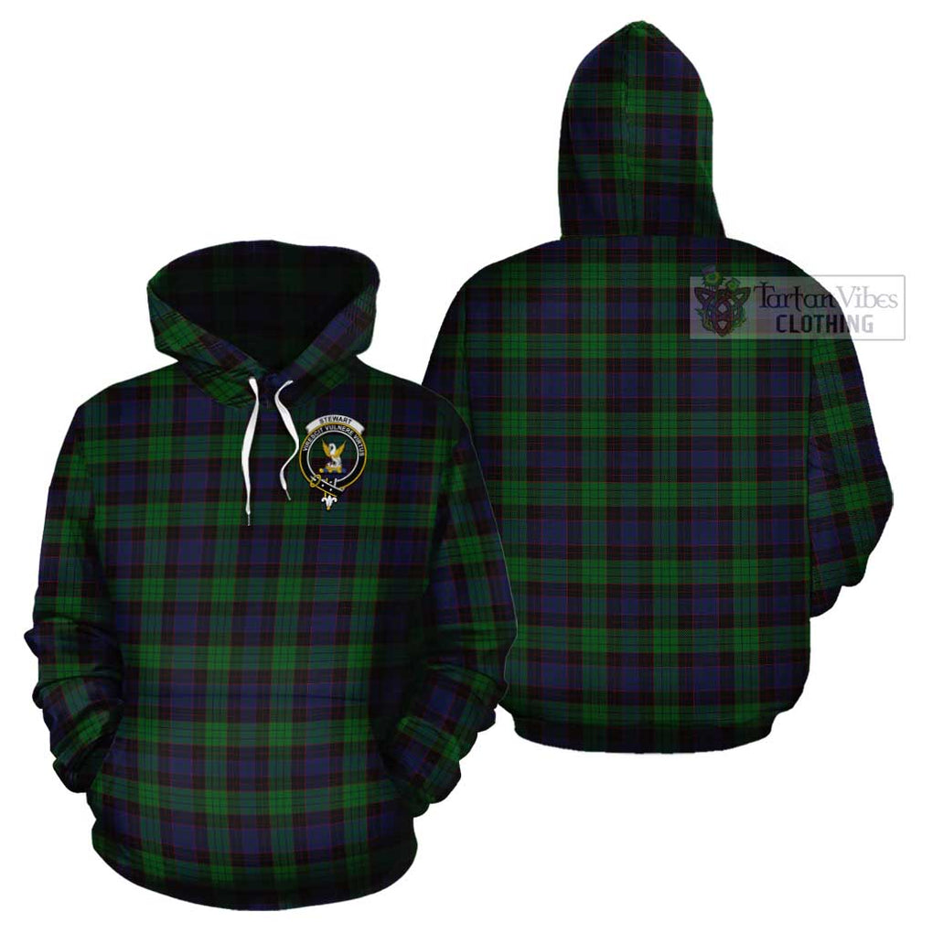 Stewart Old Tartan Cotton Hoodie with Family Crest Pullover Hoodie - Tartan Vibes Clothing