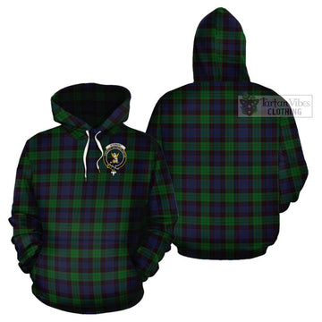 Stewart Old Tartan Cotton Hoodie with Family Crest