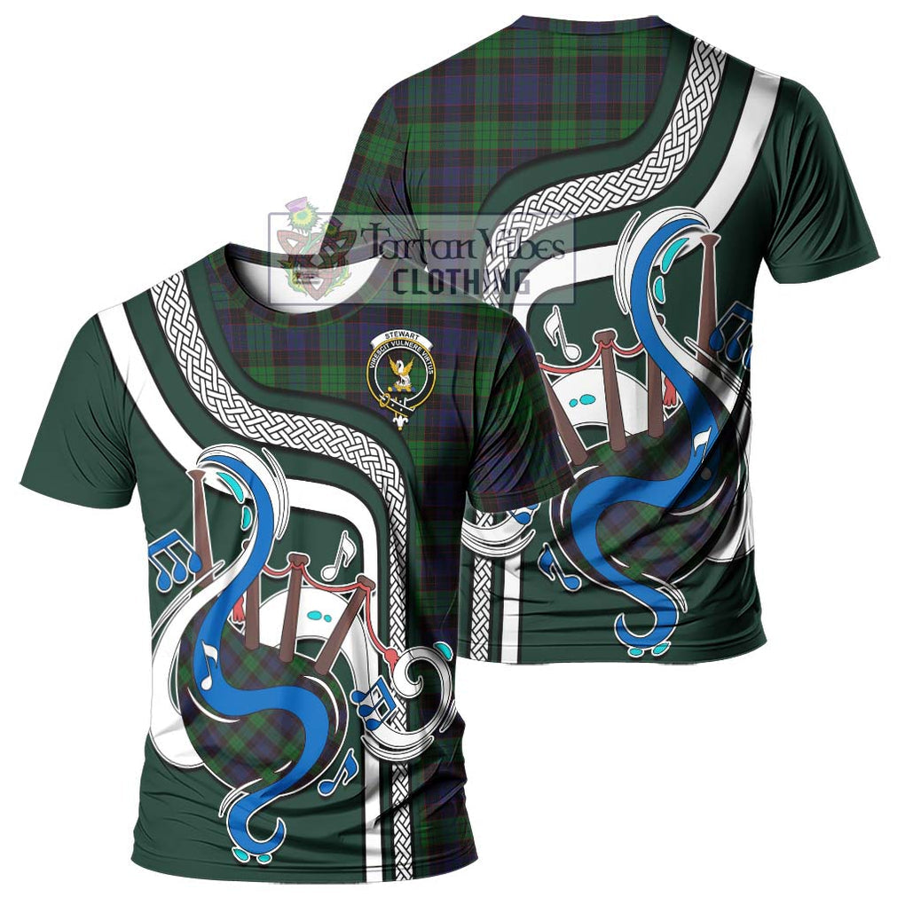 Stewart Old Tartan T-Shirt with Epic Bagpipe Style - Tartanvibesclothing Shop