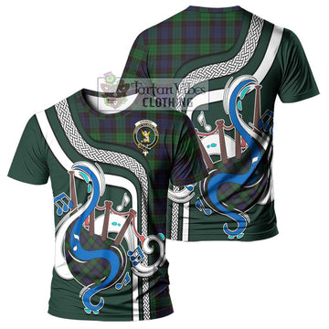 Stewart Old Tartan T-Shirt with Epic Bagpipe Style