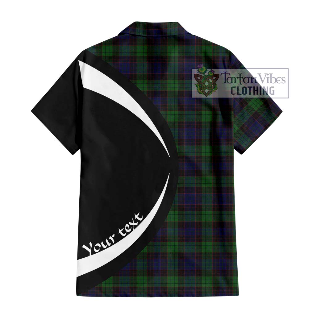 Stewart Old Tartan Short Sleeve Button Up with Family Crest Circle Style - Tartan Vibes Clothing