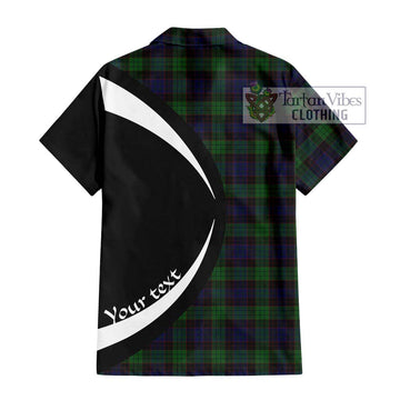 Stewart Old Tartan Short Sleeve Button Up with Family Crest Circle Style