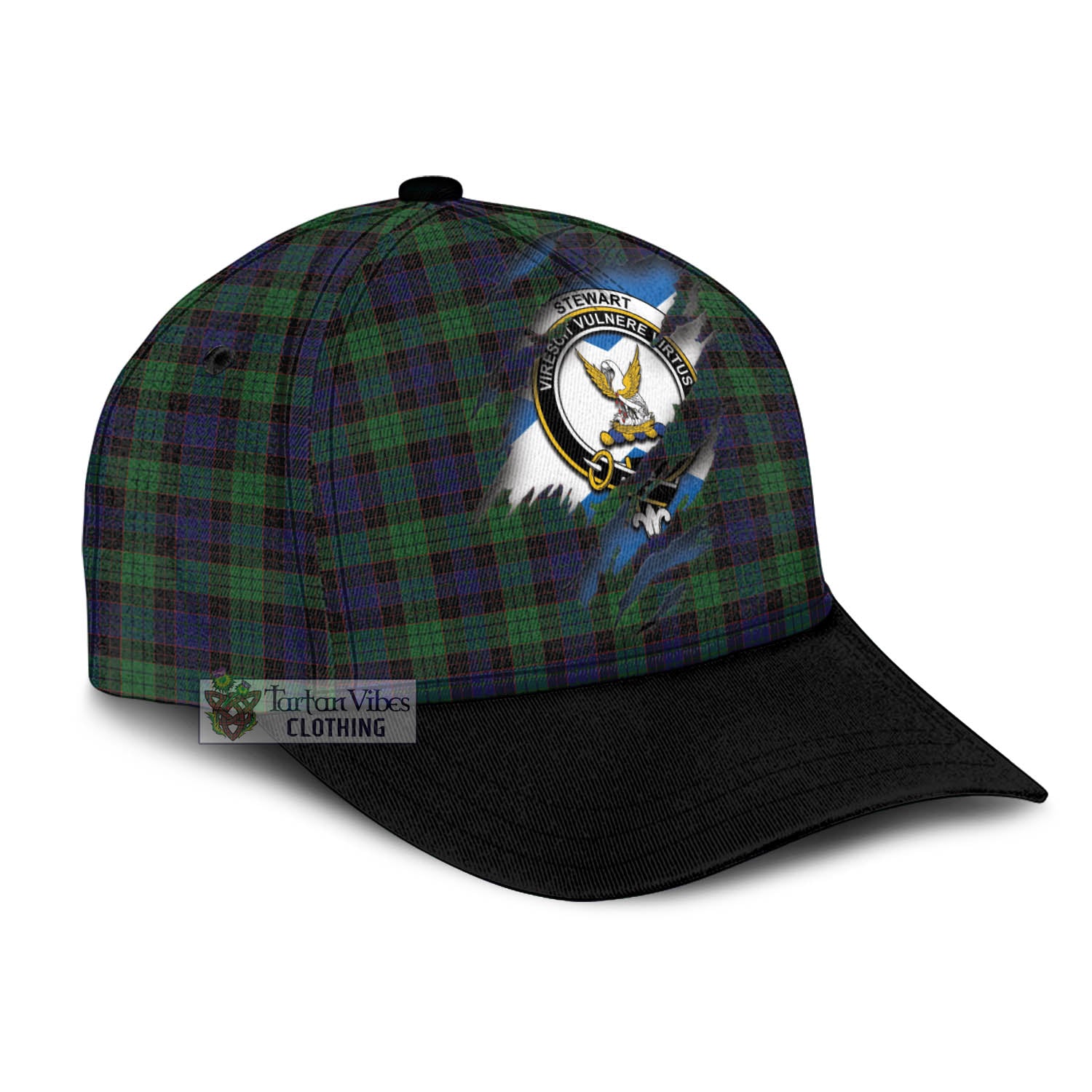 Tartan Vibes Clothing Stewart Old Tartan Classic Cap with Family Crest In Me Style