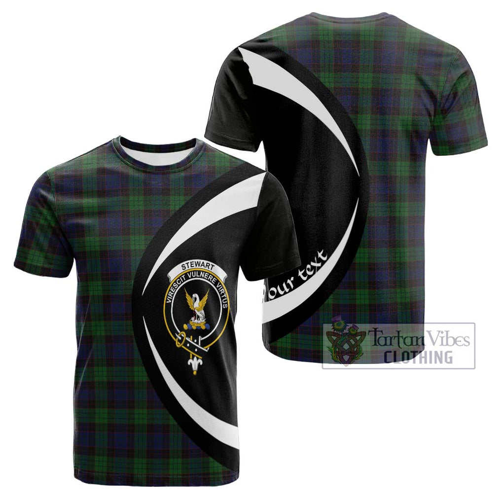 Tartan Vibes Clothing Stewart Old Tartan Cotton T-shirt with Family Crest Circle Style