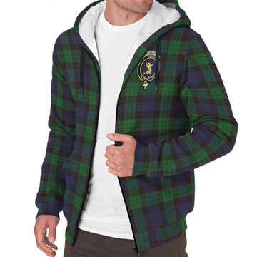 Stewart Old Tartan Sherpa Hoodie with Family Crest