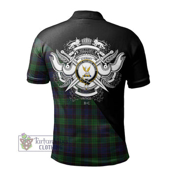 Stewart Old Tartan Polo Shirt with Family Crest and Military Logo Style