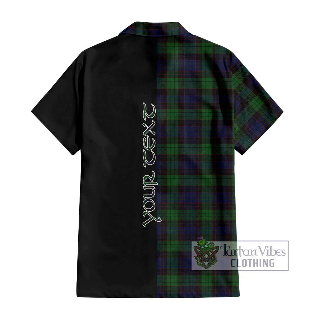 Stewart Old Tartan Short Sleeve Button Shirt with Family Crest and Half Of Me Style - Tartanvibesclothing Shop