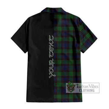 Stewart Old Tartan Short Sleeve Button Shirt with Family Crest and Half Of Me Style