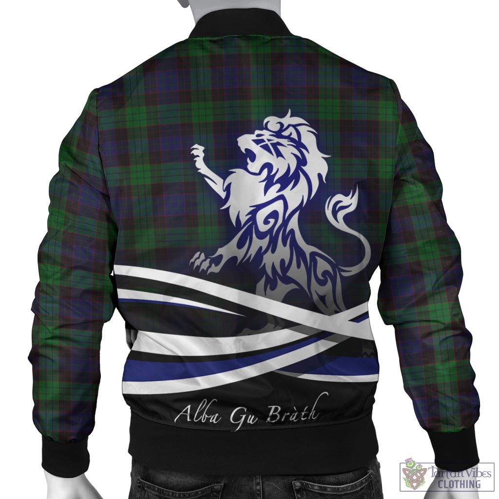 Tartan Vibes Clothing Stewart Old Tartan Bomber Jacket with Alba Gu Brath Regal Lion Emblem