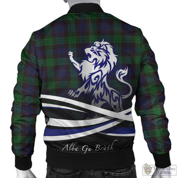 Stewart Old Tartan Bomber Jacket with Alba Gu Brath Regal Lion Emblem