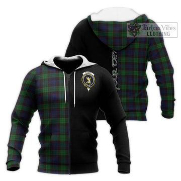 Stewart Old Tartan Knitted Hoodie with Family Crest and Half Of Me Style