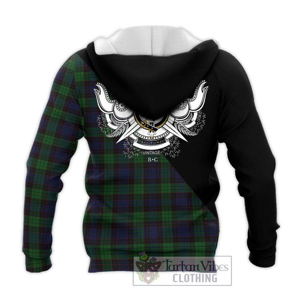 Stewart Old Tartan Knitted Hoodie with Family Crest and Military Logo Style - Tartanvibesclothing Shop