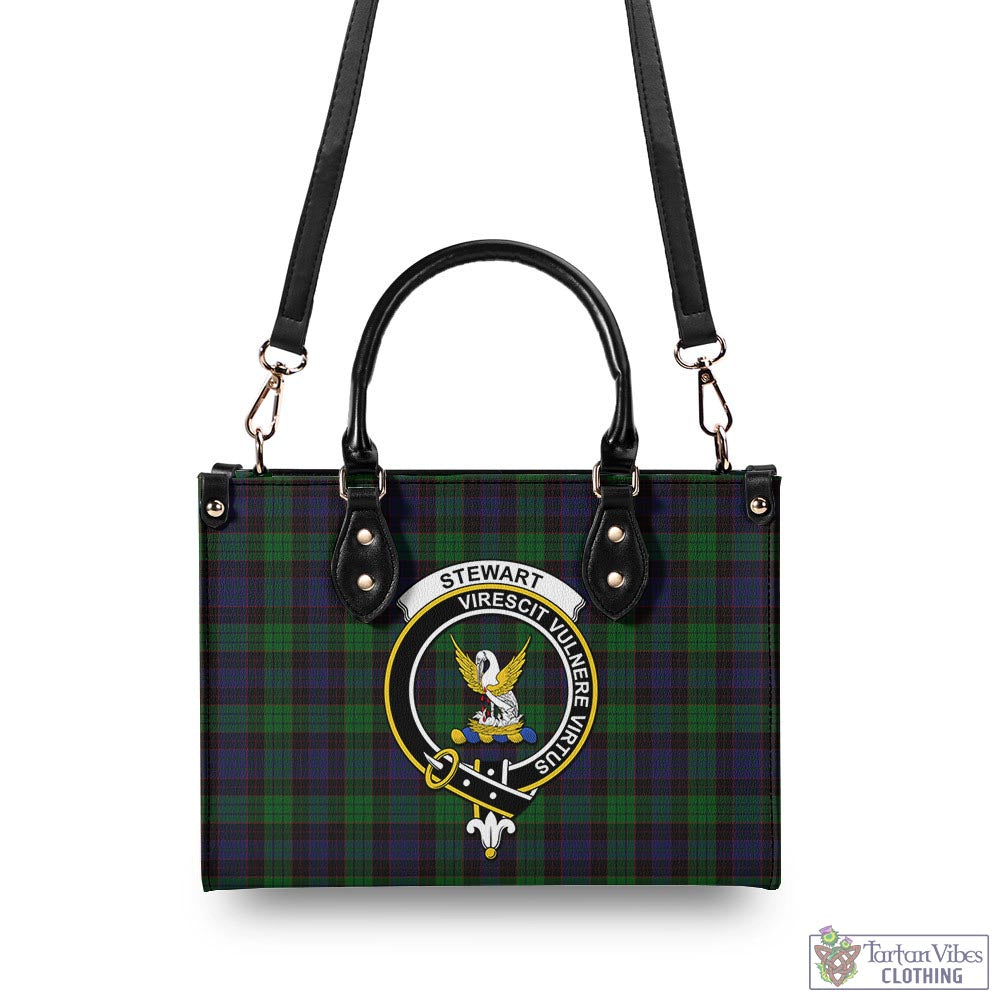 Tartan Vibes Clothing Stewart Old Tartan Luxury Leather Handbags with Family Crest