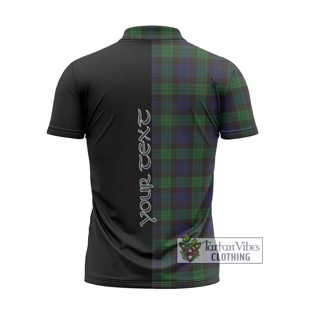 Stewart Old Tartan Zipper Polo Shirt with Family Crest and Half Of Me Style - Tartanvibesclothing Shop