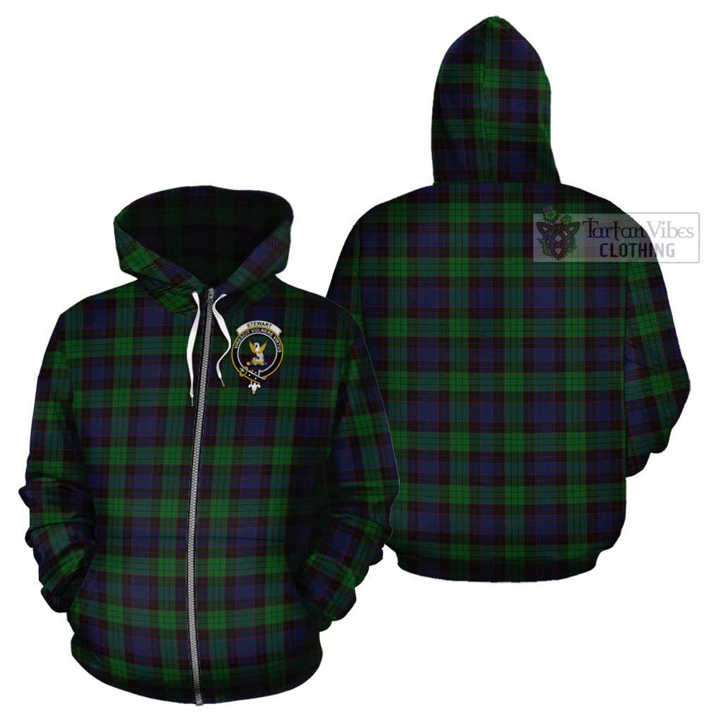 Stewart Old Tartan Cotton Hoodie with Family Crest Zip Hoodie - Tartan Vibes Clothing