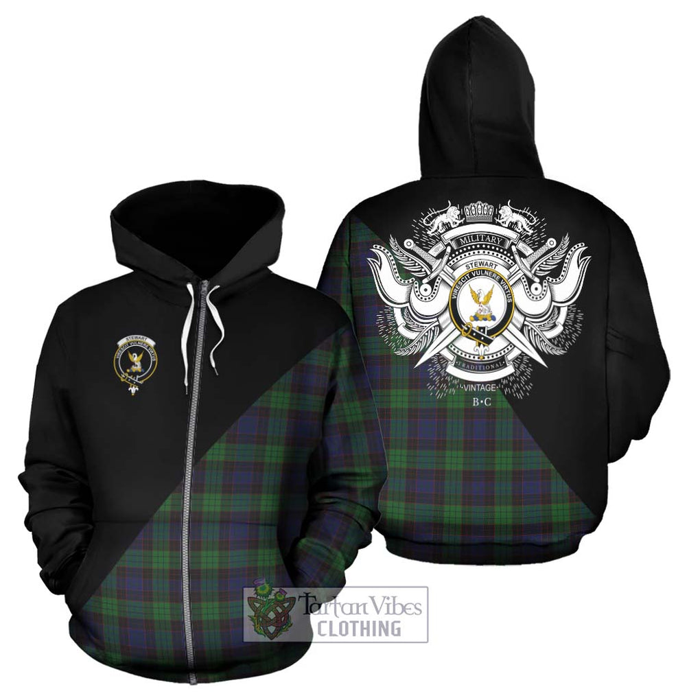 Stewart Old Tartan Hoodie with Family Crest and Military Logo Style - Tartanvibesclothing Shop