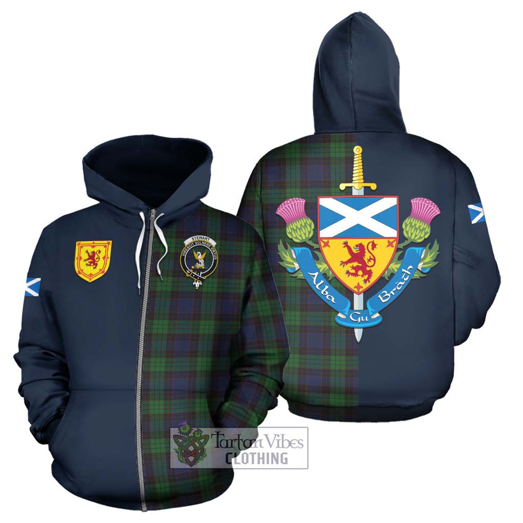 Tartan Vibes Clothing Stewart Old Tartan Hoodie with Scottish Lion Royal Arm Half Style