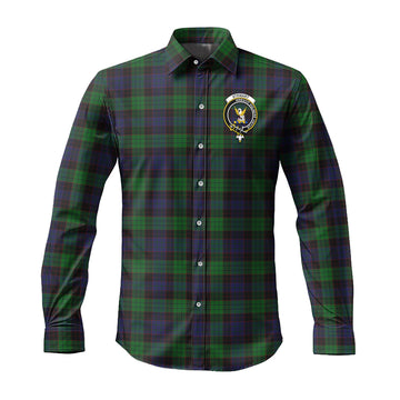 Stewart Old Tartan Long Sleeve Button Up Shirt with Family Crest