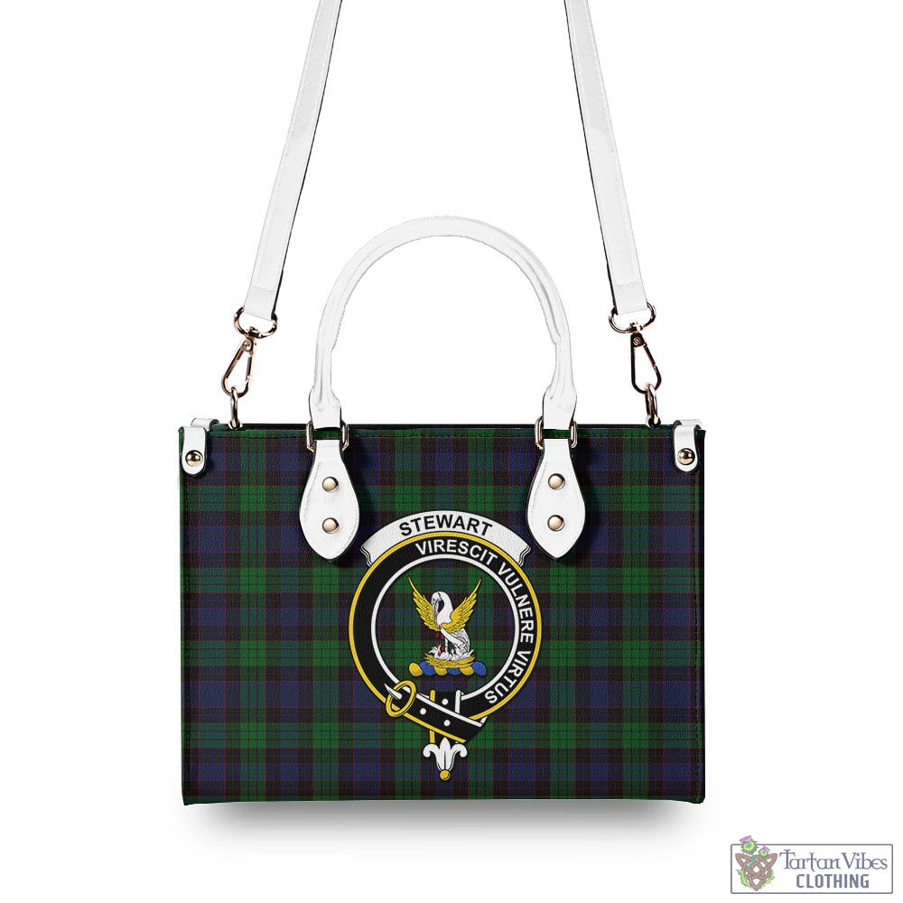 Tartan Vibes Clothing Stewart Old Tartan Luxury Leather Handbags with Family Crest