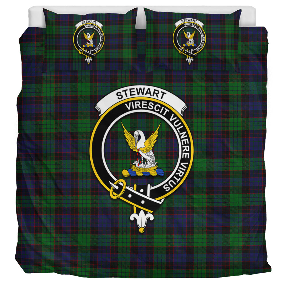 Stewart Old Tartan Bedding Set with Family Crest UK Bedding Set UK Super King 104*94 inch - Tartan Vibes Clothing