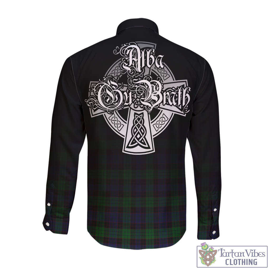 Tartan Vibes Clothing Stewart Old Tartan Long Sleeve Button Up Featuring Alba Gu Brath Family Crest Celtic Inspired