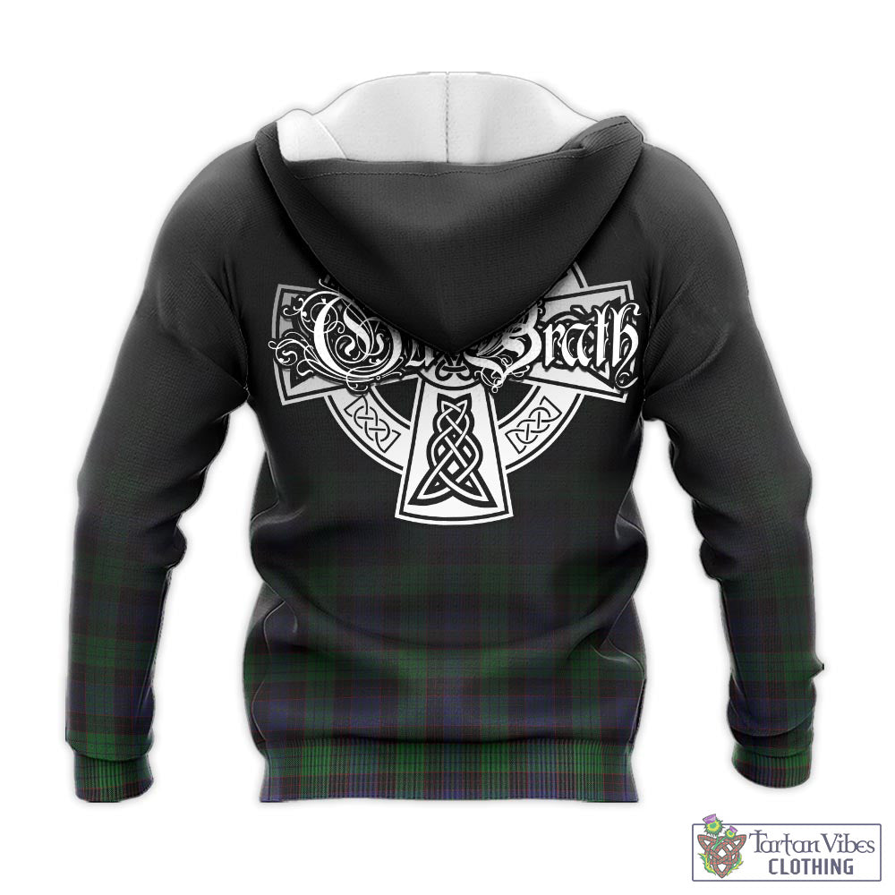 Tartan Vibes Clothing Stewart Old Tartan Knitted Hoodie Featuring Alba Gu Brath Family Crest Celtic Inspired