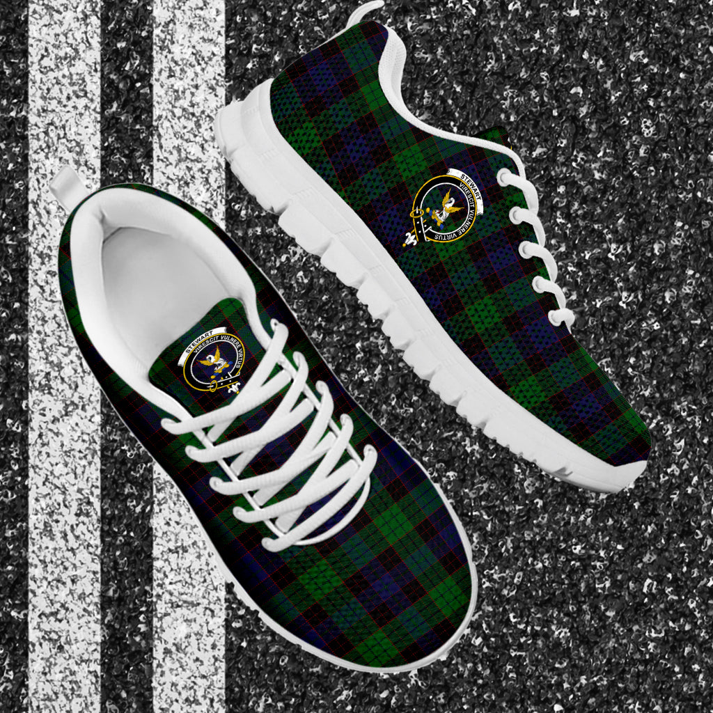 Stewart Old Tartan Sneakers with Family Crest - Tartan Vibes Clothing