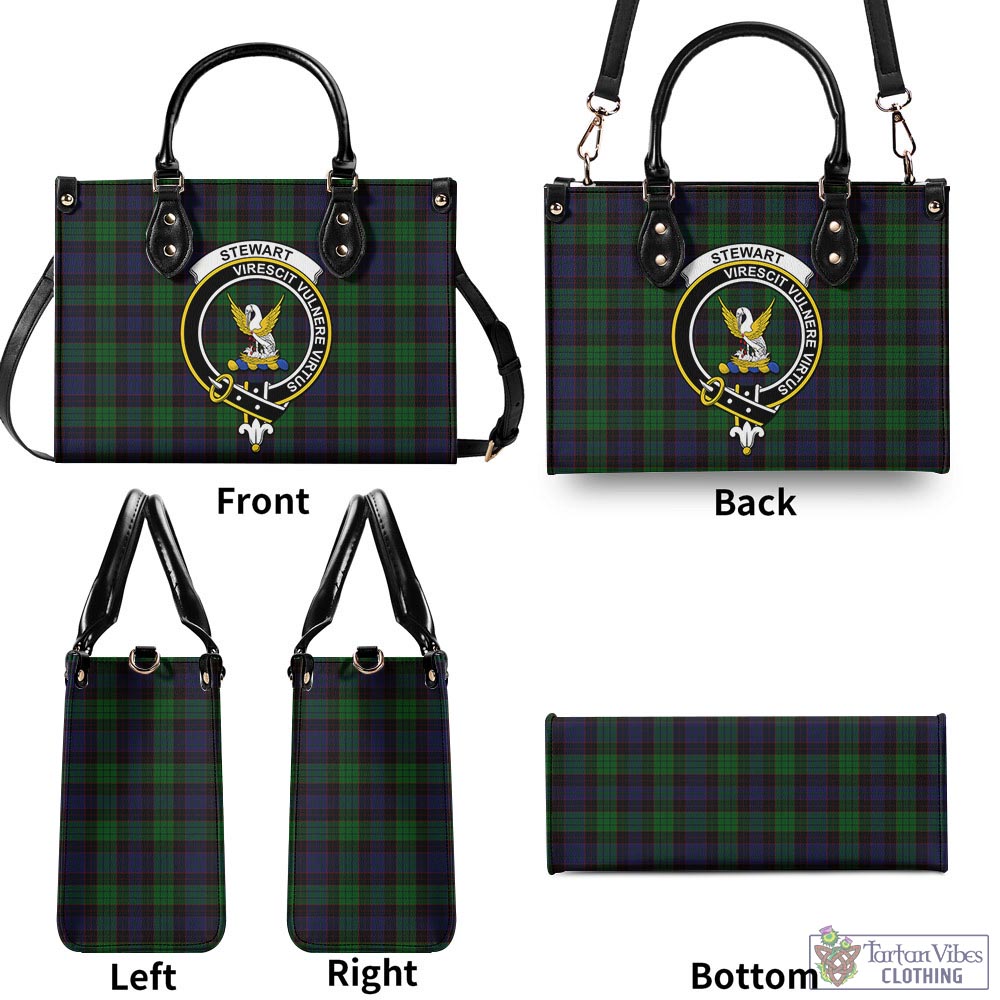 Tartan Vibes Clothing Stewart Old Tartan Luxury Leather Handbags with Family Crest