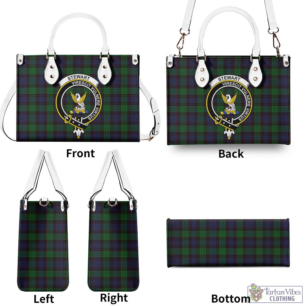 Tartan Vibes Clothing Stewart Old Tartan Luxury Leather Handbags with Family Crest